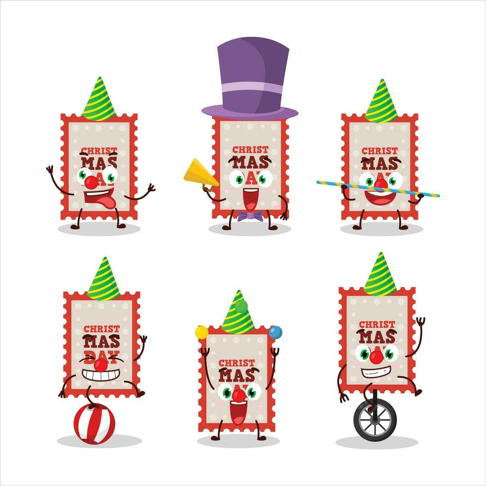 dibujos animados personaje de Navidad boleto con varios circo muestra vector