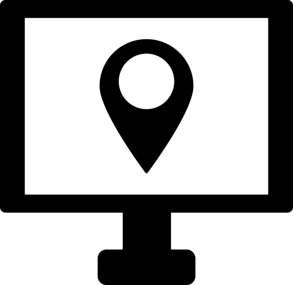 Location app in desktop. Glyph icon. vector