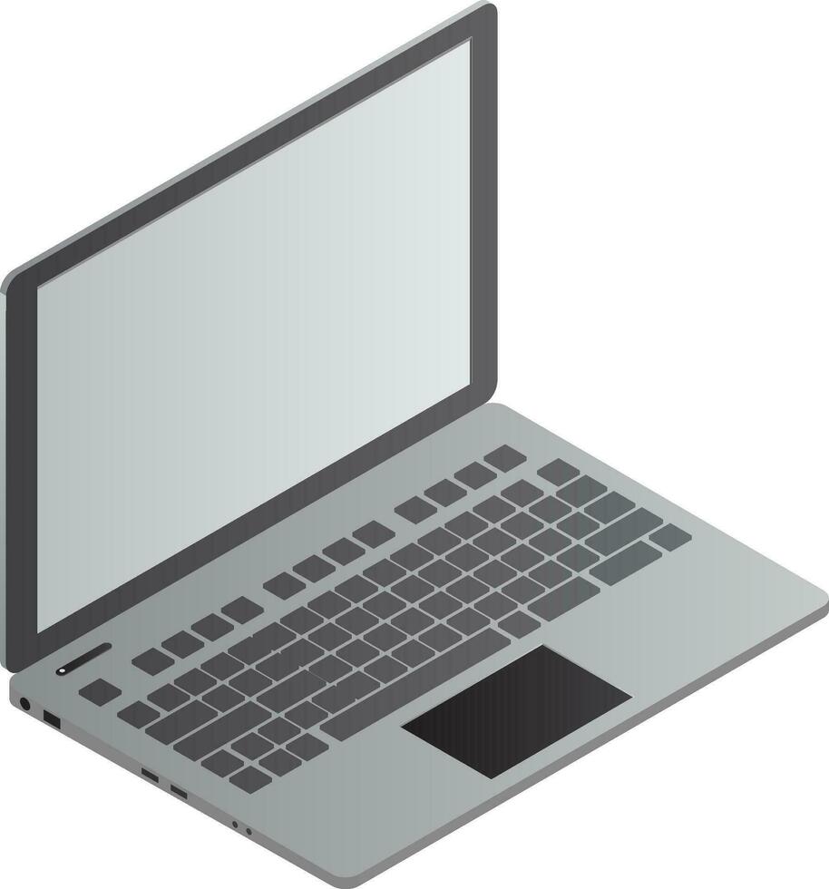 3D illustration of laptop in grey color. vector