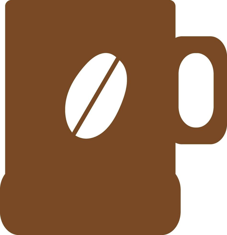 Brown coffee mug in flat style. vector