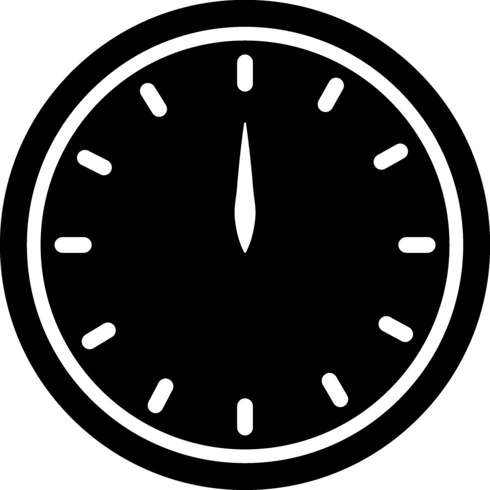 Black and White clock icon in flat style. vector