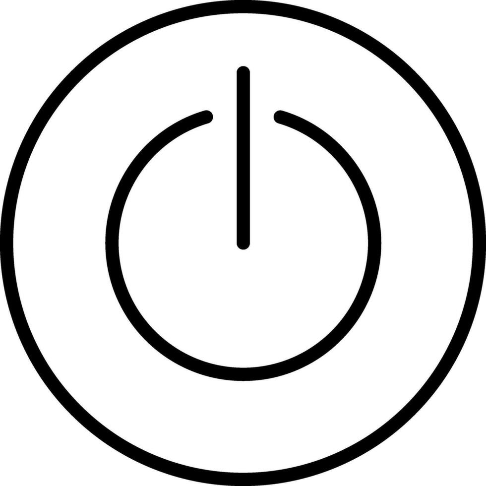 Power Button icon in black line art. vector