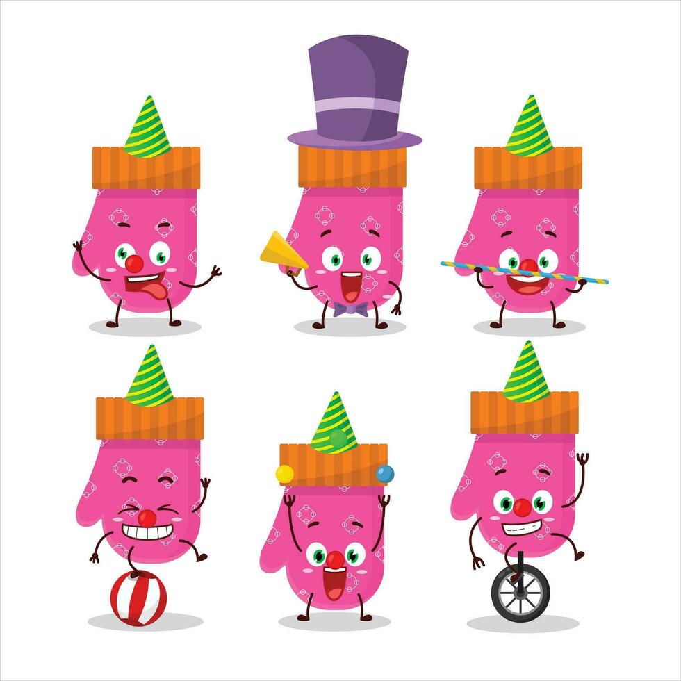 Cartoon character of pink gloves with various circus shows vector