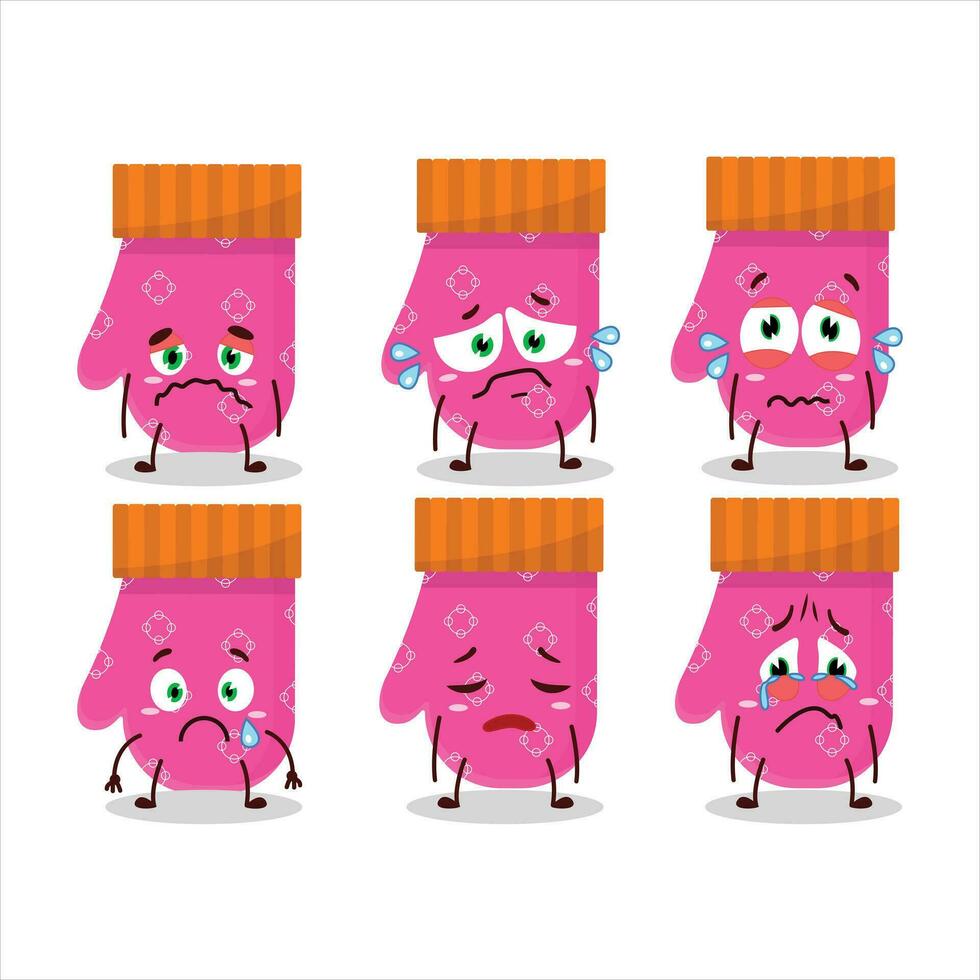 Pink gloves cartoon character with sad expression vector