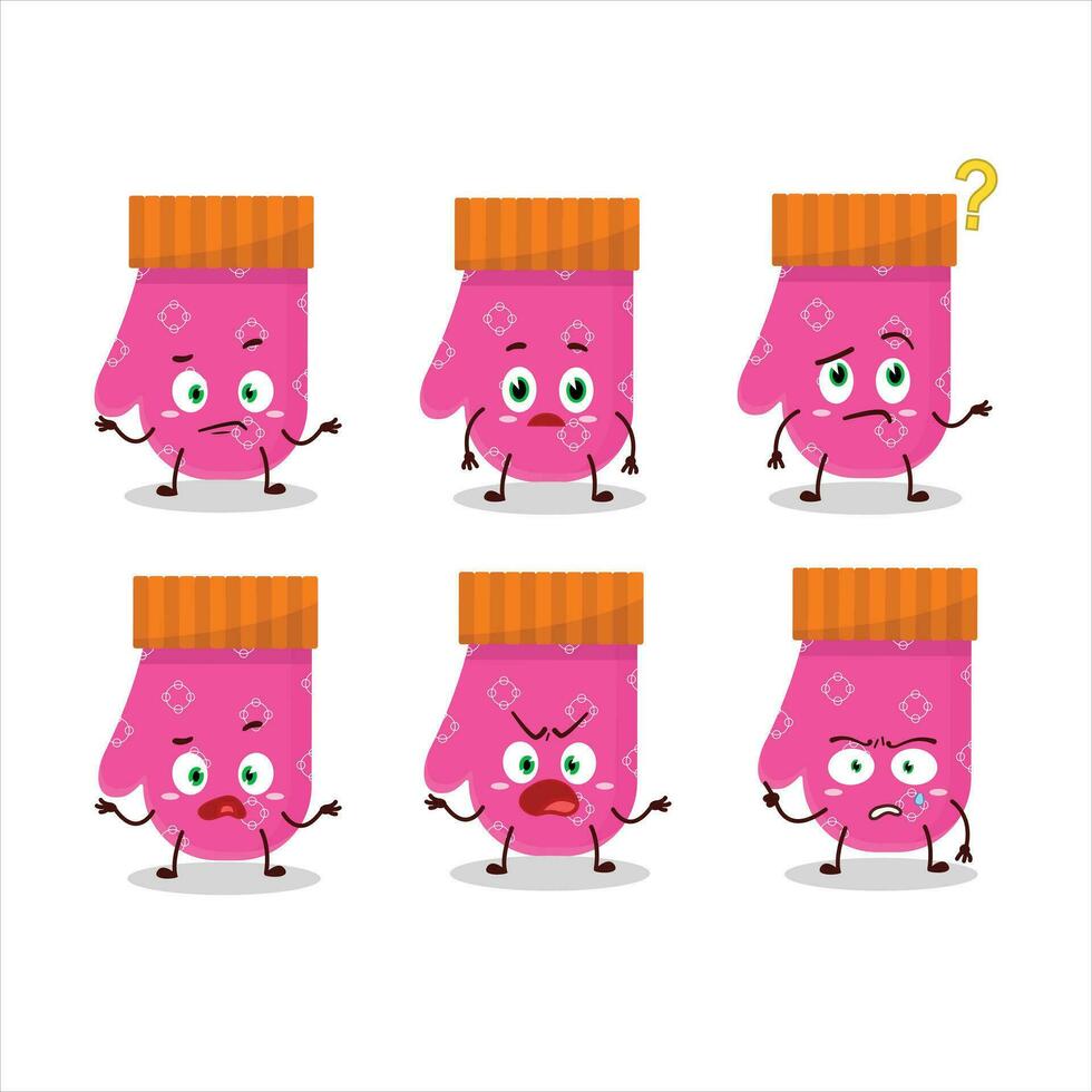 Cartoon character of pink gloves with what expression vector