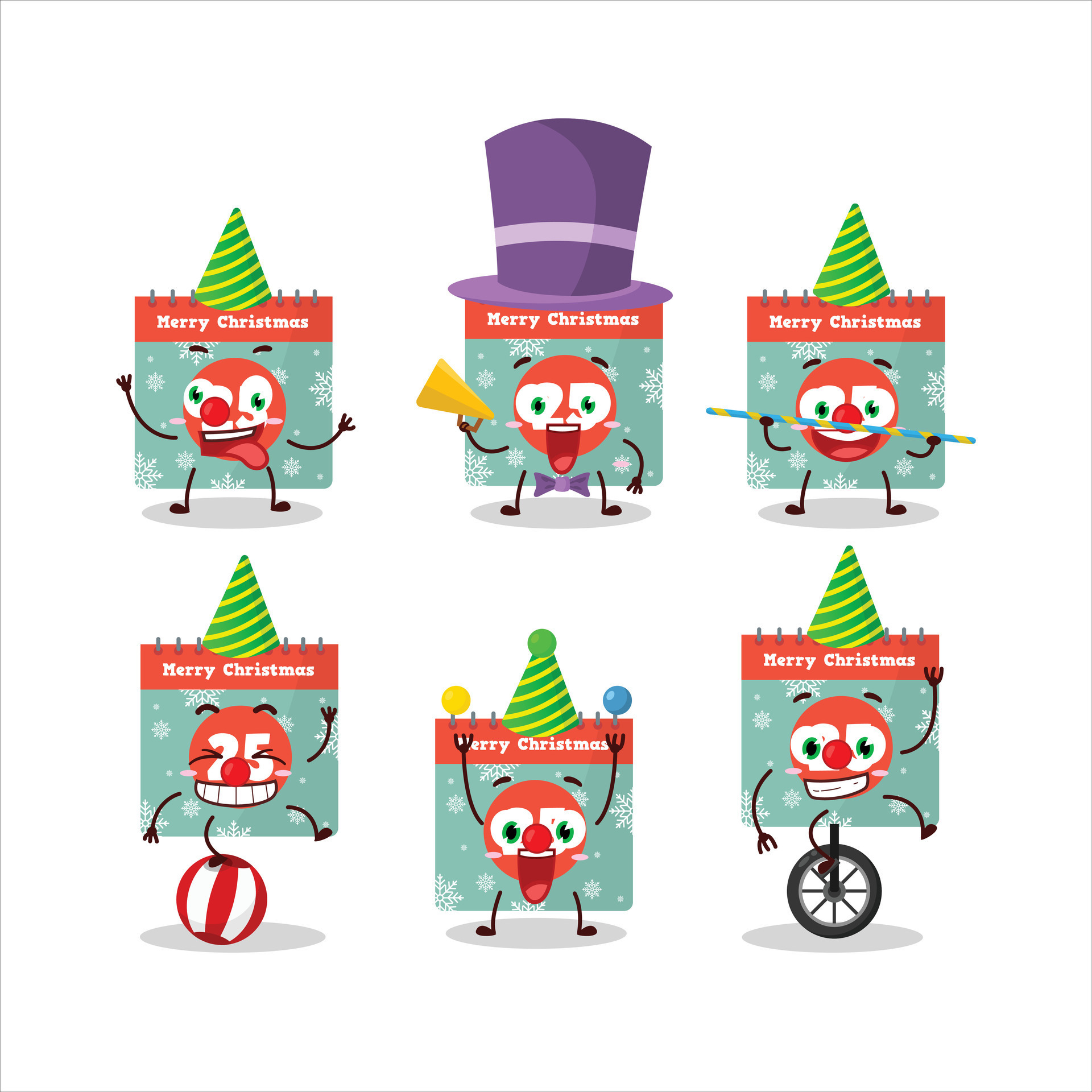Cartoon Character Of 25th December Calendar With Various Circus Shows cartoon-character-of-25th-december-calendar-with-various-circus-shows