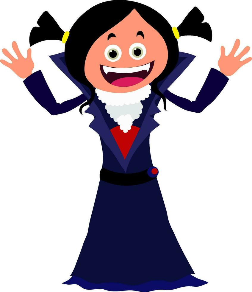 dibujos animados personaje de niña en vampiro vestir para Víspera de Todos los Santos. vector