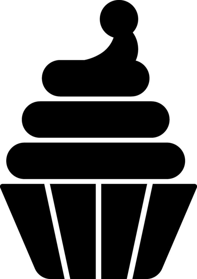 Black and White decorated cupcake in flat style. vector