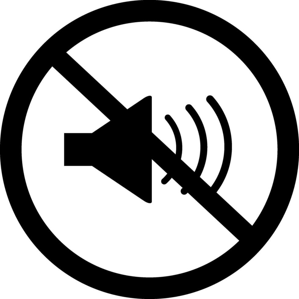 Black No sound icon in flat style. vector