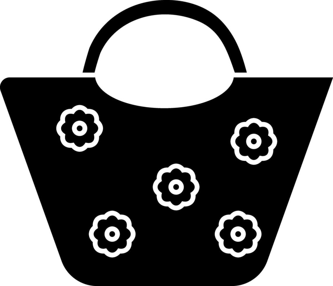 Glyph handbag icon in Black and White color. vector