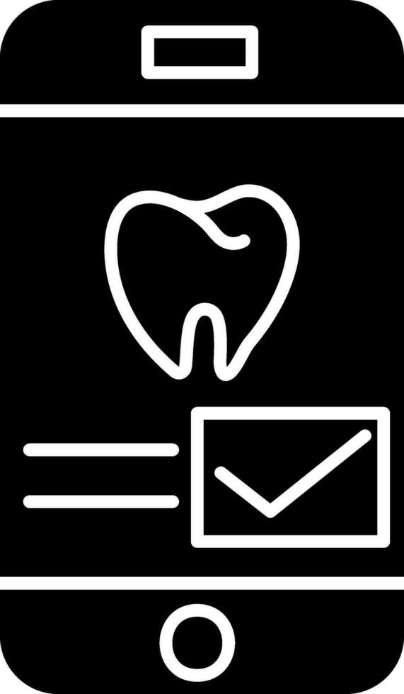 aprobado dental móvil solicitud icono en plano estilo. vector