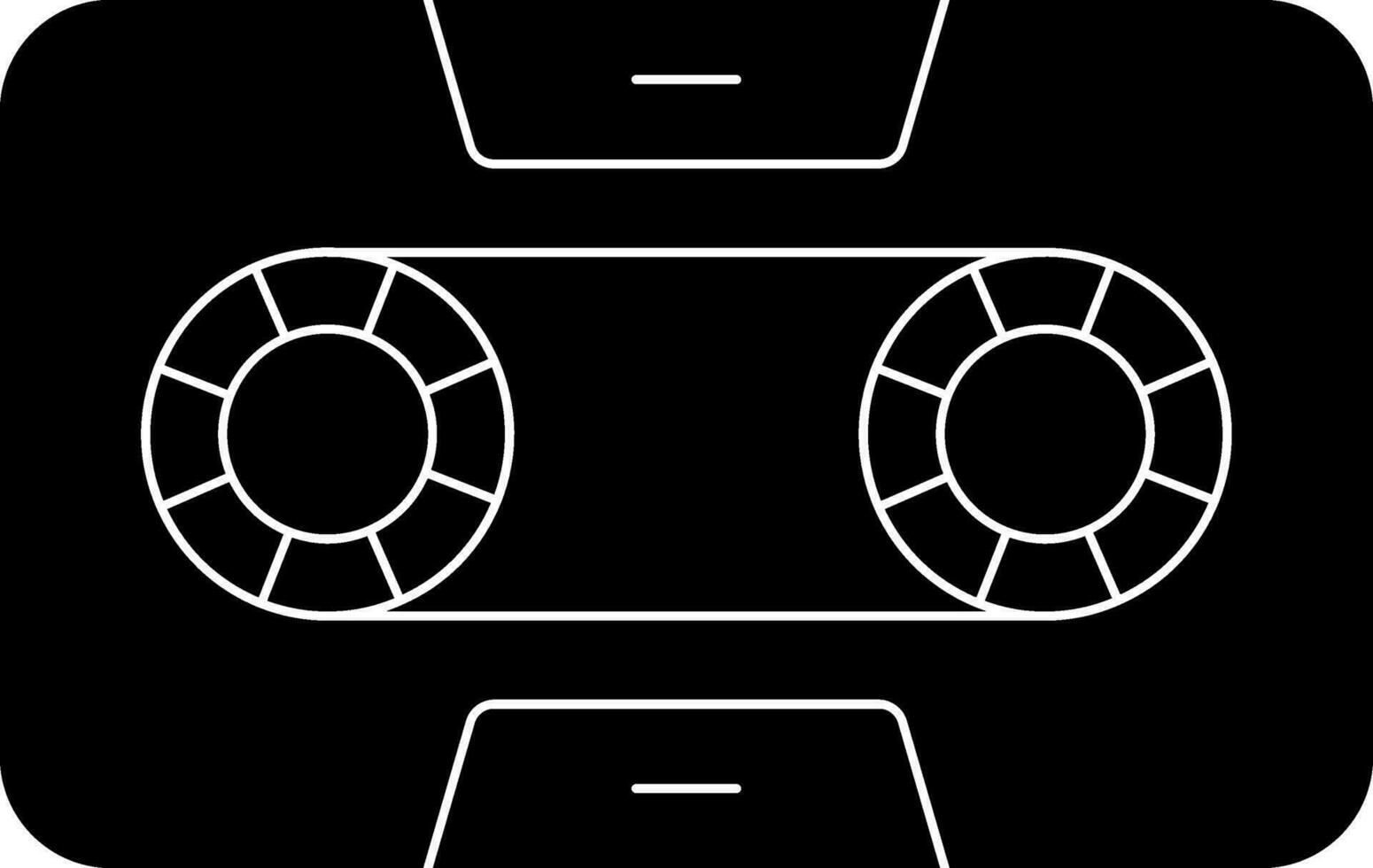 Cassette Icon In Black And White Color. vector