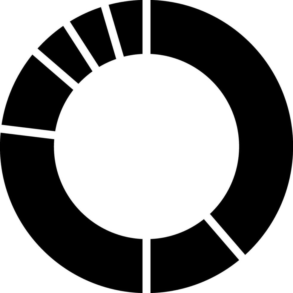 Black and White graphic pie chart icon in flat style. vector