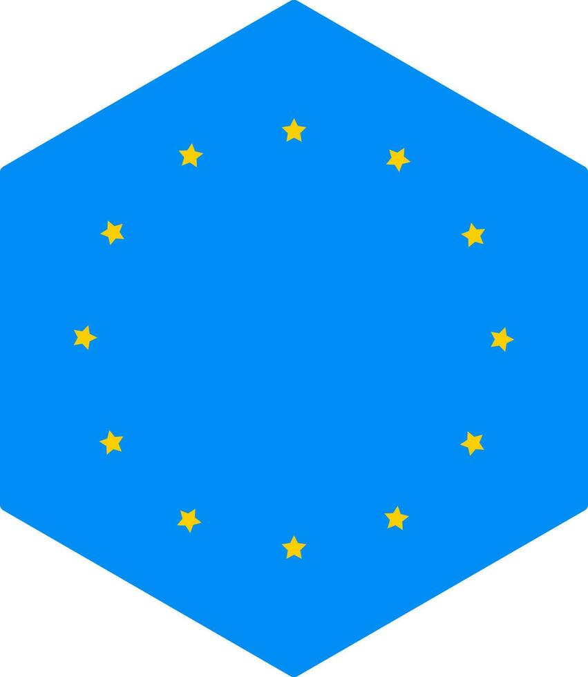 Hexagon European Flag Icon in Flat Style. vector