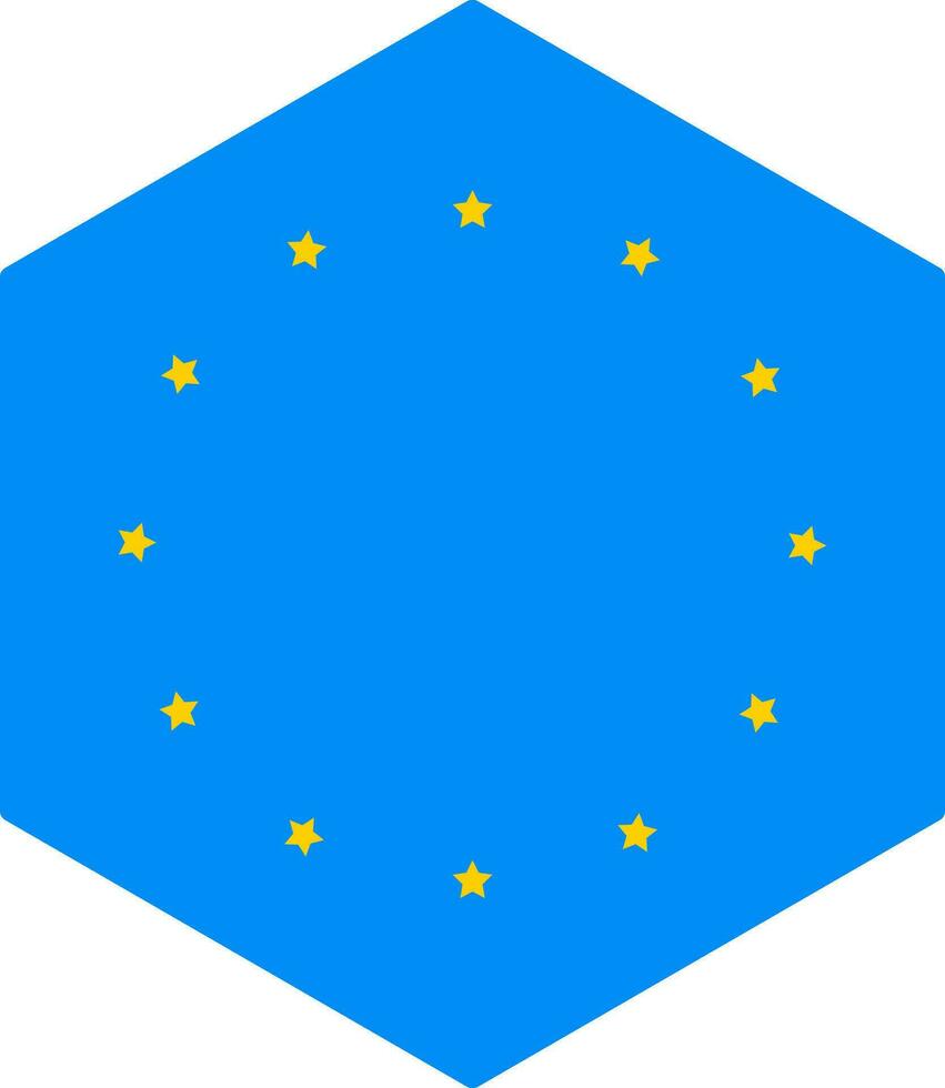 Hexagon European Flag Icon in Flat Style. vector