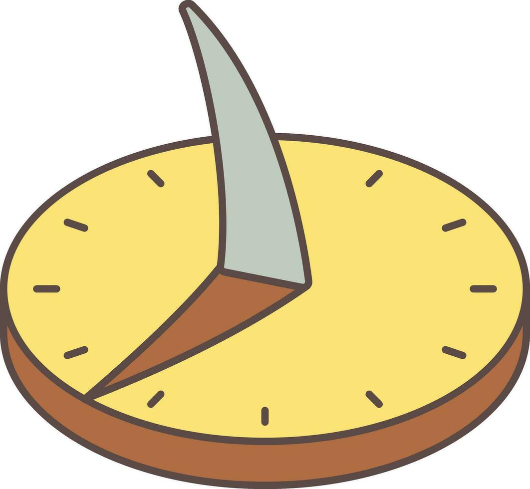 Flat Style Sun Clock Icon In Brown And Yellow Color. vector