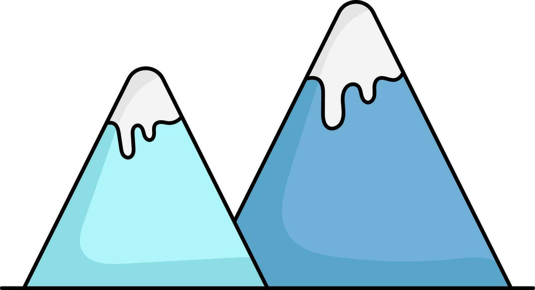 Snow Or Ice Mountains Icon In Blue And White Color. vector