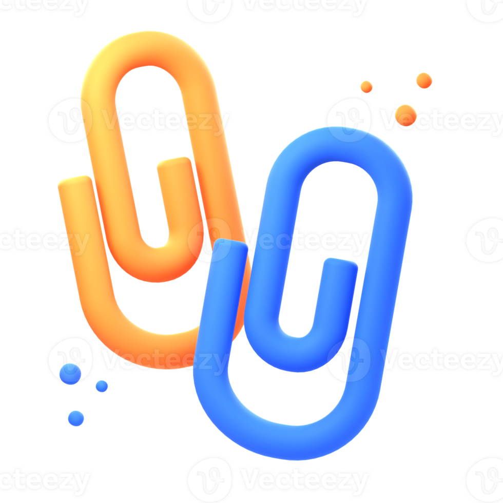 3D paper clip illustrations render of versatile and functional paper clip icon designs. Perfect for organizing and securing your documents, papers, and files. png