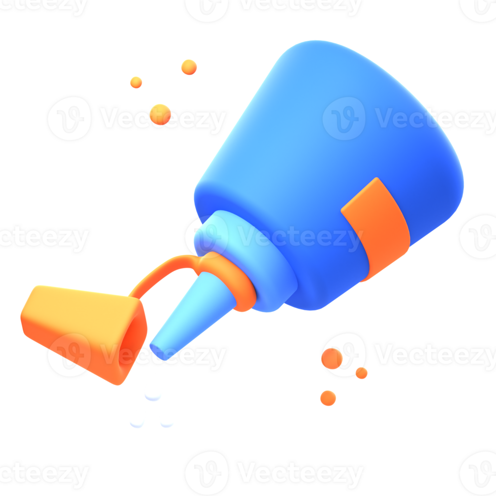 3D glue bottle illustrations render of functional and convenient glue bottle icon designs. Perfect for precise and easy application of glue in your crafts and projects. png