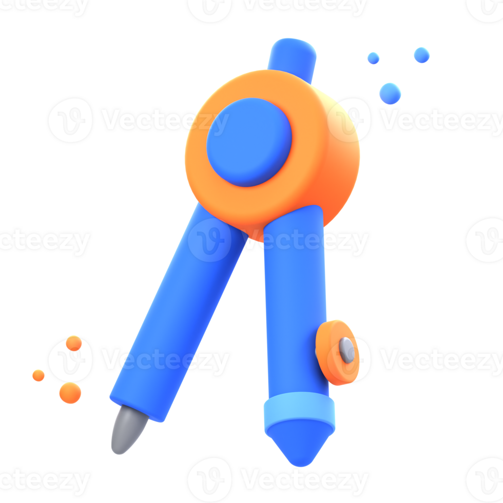 3D drawing compass illustrations render of drawing compass icon designs. Perfect for creating accurate circles and arcs in your artwork and technical drawings. png