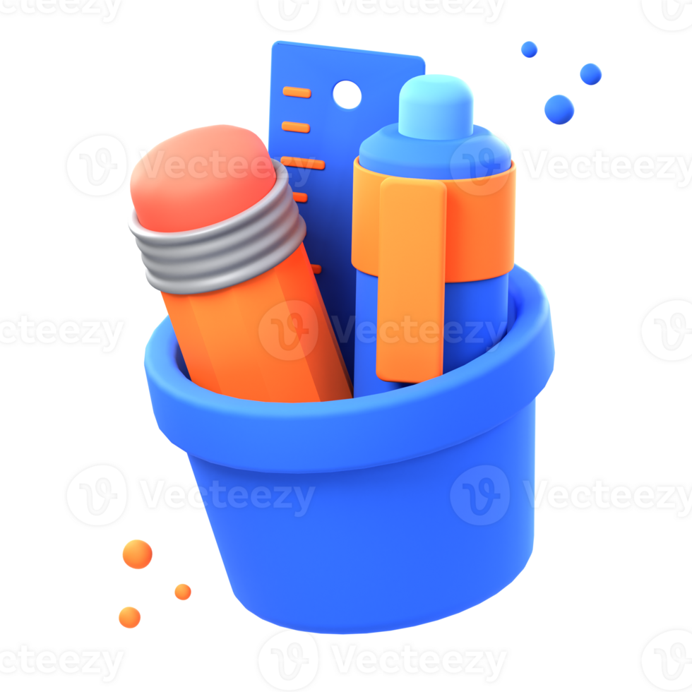 3D pencil holder illustrations render of stylish and practical pencil holder icon designs. Perfect for organizing and storing your pencils, pens, and art supplies. png