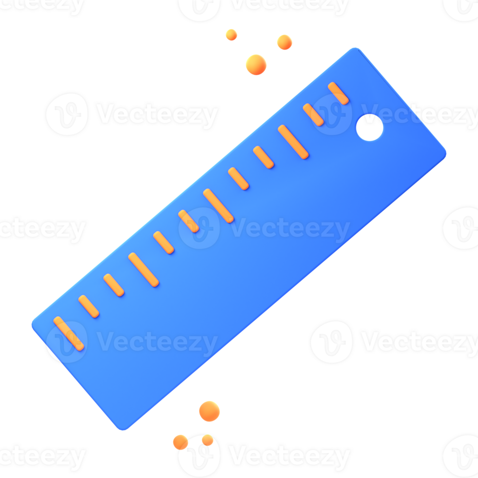 3D ruler scale illustrations render of precise and versatile ruler scale icon designs. Perfect for measuring and drawing accurate lines and shapes. png