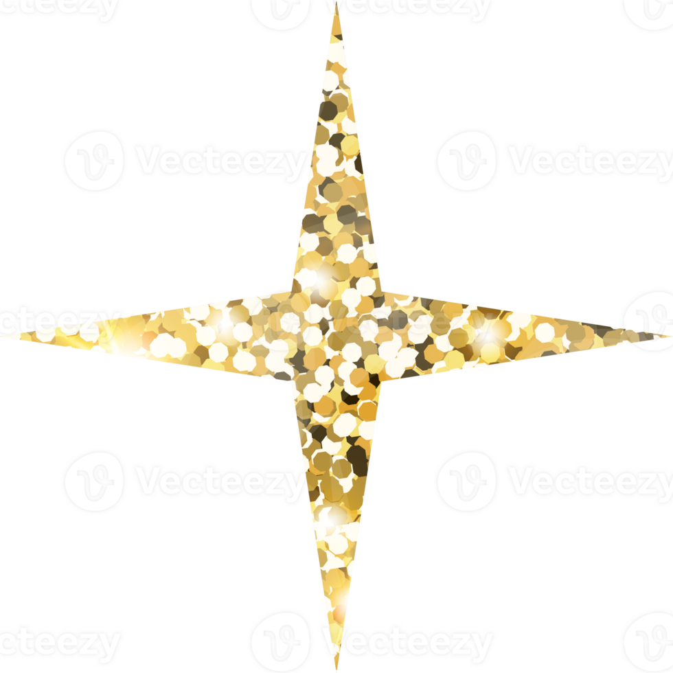 Star sparkle shiny gold glitter shape design element. Golden color dust texture form for holiday decoration, flyer, poster, greeting card, background, wallpaper. Shiny paint Birthday illustration. png
