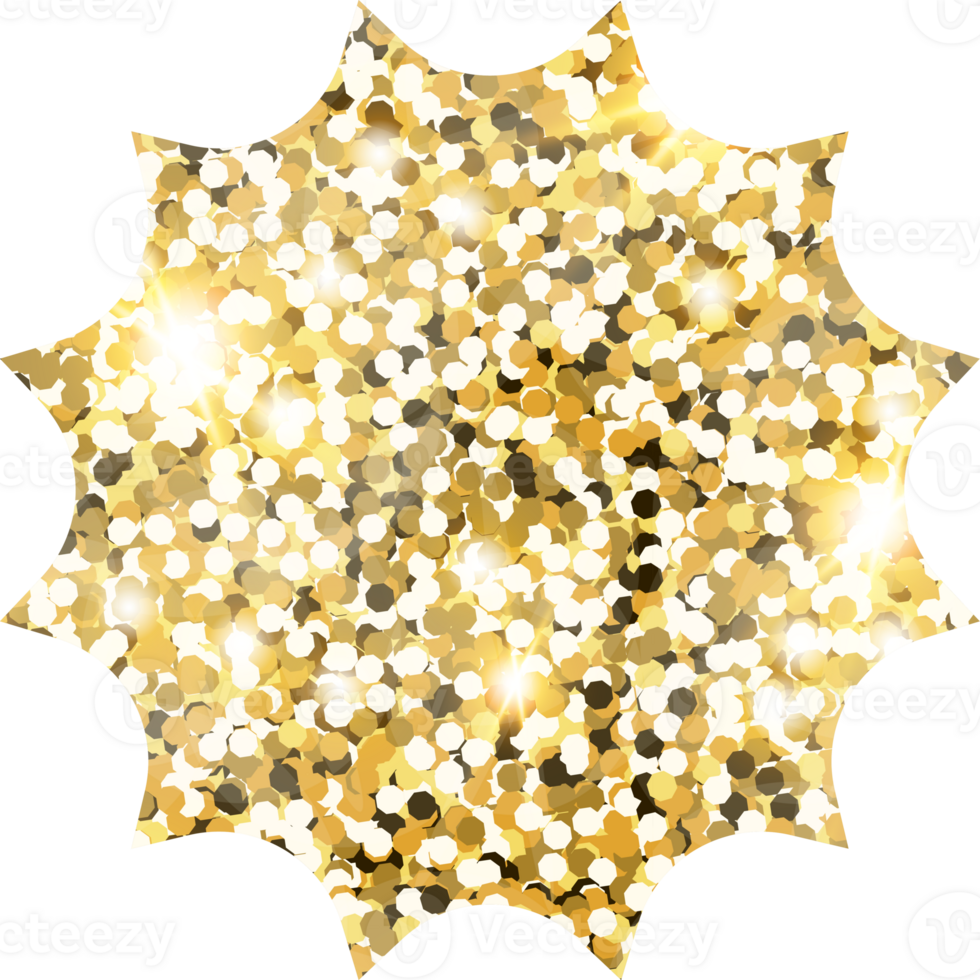 Star sparkle shiny gold glitter shape design element. Golden color dust texture form for holiday decoration, flyer, poster, greeting card, background, wallpaper. Shiny paint Birthday illustration. png