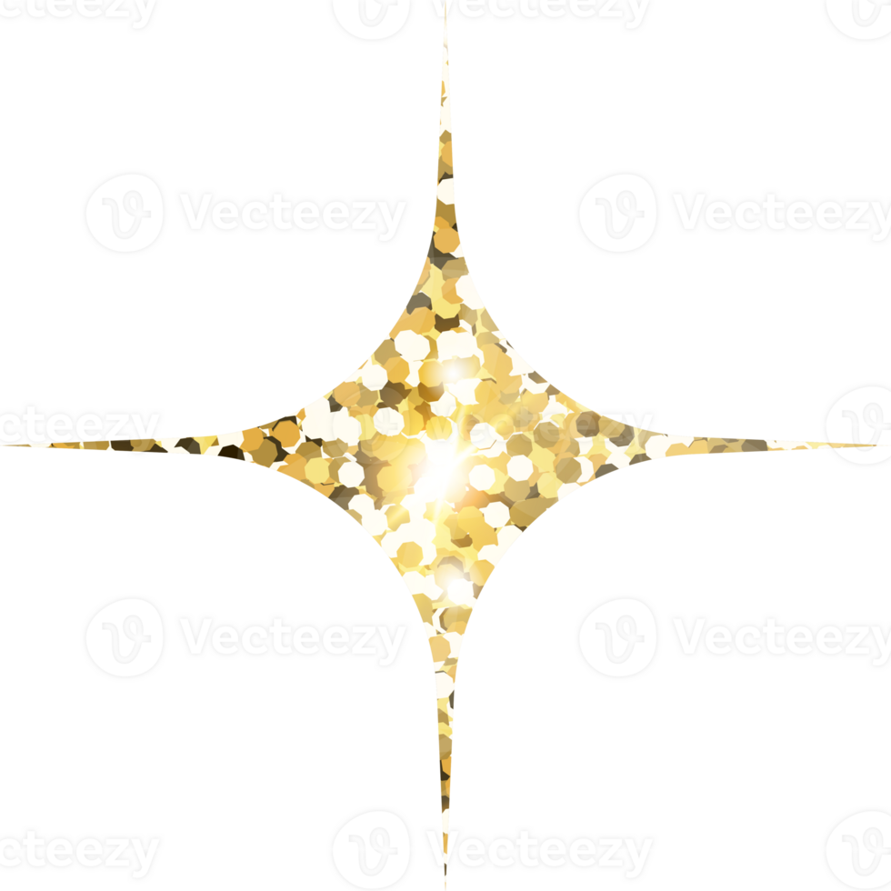 Star sparkle shiny gold glitter shape design element. Golden color dust texture form for holiday decoration, flyer, poster, greeting card, background, wallpaper. Shiny paint Birthday illustration. png