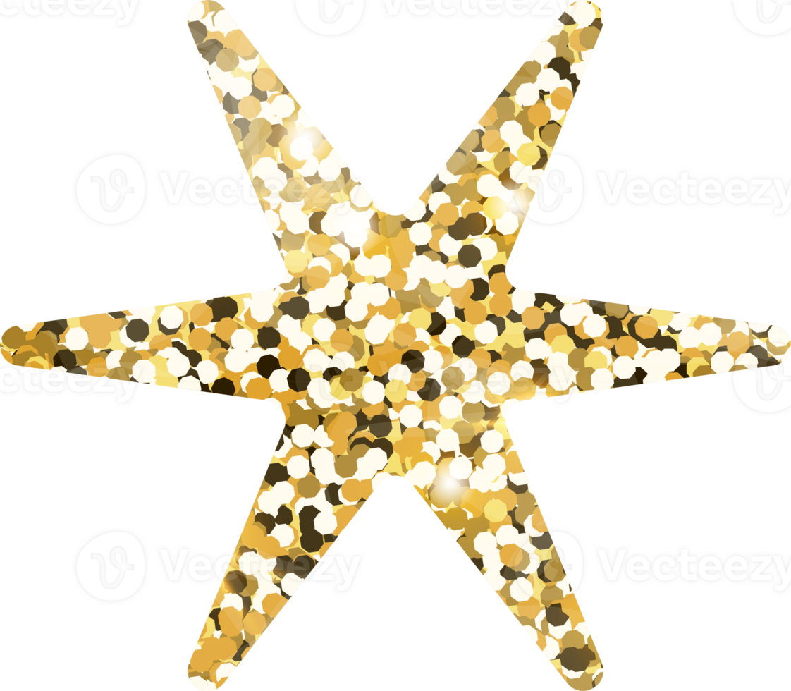 Star sparkle shiny gold glitter shape design element. Golden color dust texture form for holiday decoration, flyer, poster, greeting card, background, wallpaper. Shiny paint Birthday illustration. png