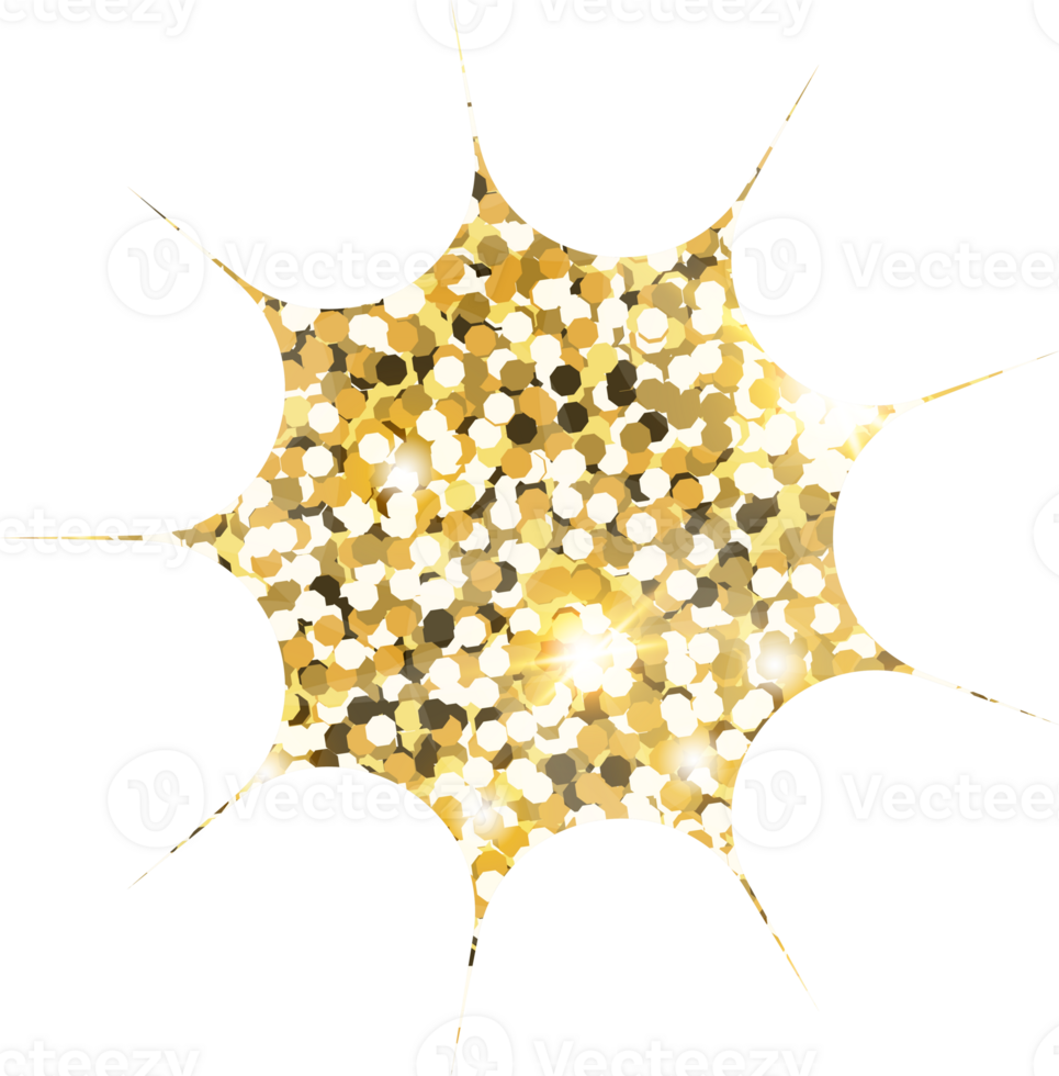 Star sparkle shiny gold glitter shape design element. Golden color dust texture form for holiday decoration, flyer, poster, greeting card, background, wallpaper. Shiny paint Birthday illustration. png