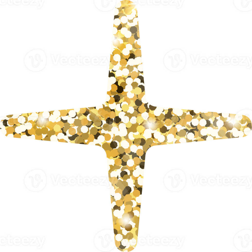 Star sparkle shiny gold glitter shape design element. Golden color dust texture form for holiday decoration, flyer, poster, greeting card, background, wallpaper. Shiny paint Birthday illustration. png