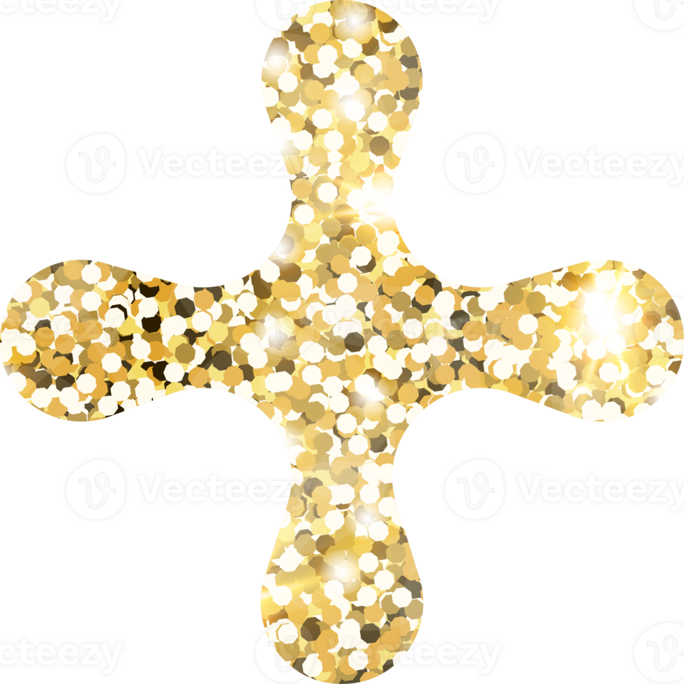 Flower shiny gold glitter shape design element. Golden color dust texture daisy for holiday decoration, flyer, poster, greeting card, background, wallpaper. Shiny paint form Birthday illustration. png