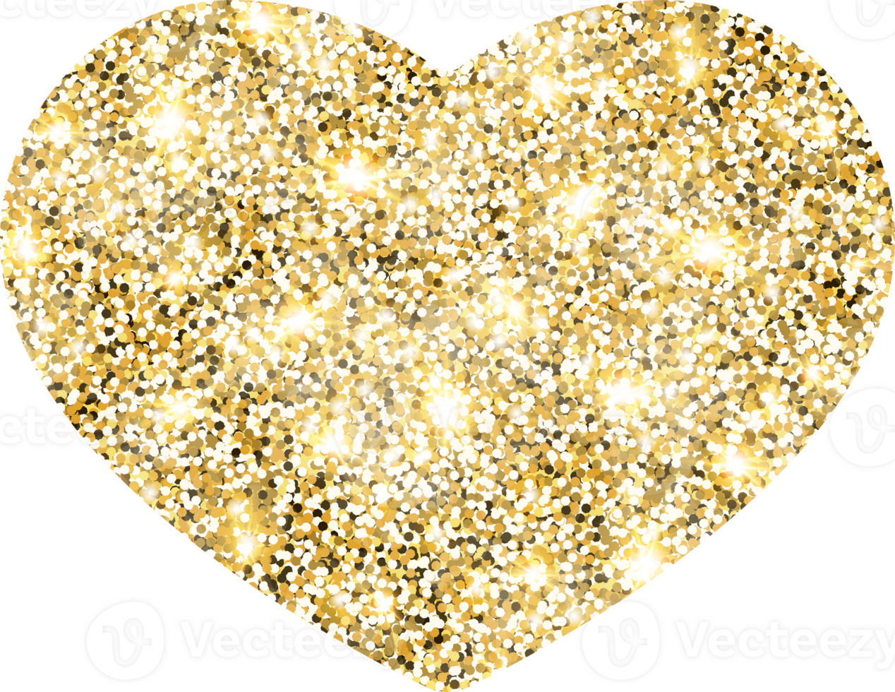 Heart shiny gold glitter shape design element. Golden color dust texture form for holiday decoration, flyer, poster, greeting card, background, wallpaper. Shiny paint form Birthday illustration. png