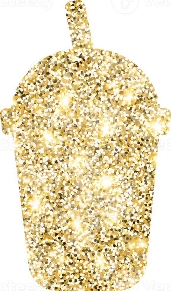 Cocktail shiny gold glitter shape design element. Golden color dust texture form for holiday decoration, flyer, poster, greeting card, background, wallpaper. Shiny paint form Birthday illustration. png