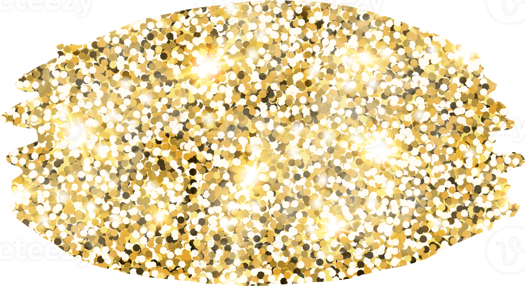 Abstract shiny gold glitter stain design element. Golden color dust texture spot for holiday decoration, flyer, poster, greeting card, background, wallpaper. Shiny paint stroke fashion illustration. png