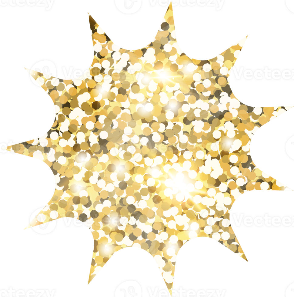 Star sparkle shiny gold glitter shape design element. Golden color dust texture form for holiday decoration, flyer, poster, greeting card, background, wallpaper. Shiny paint Birthday illustration. png