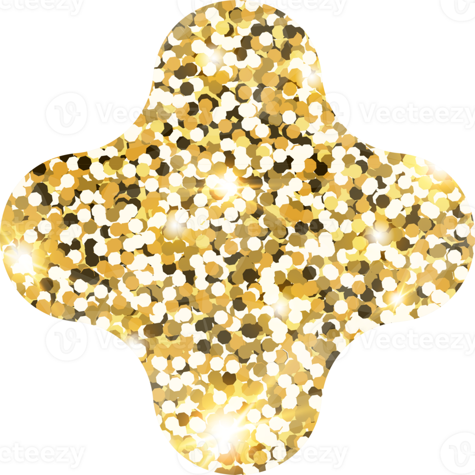 Star sparkle shiny gold glitter shape design element. Golden color dust texture form for holiday decoration, flyer, poster, greeting card, background, wallpaper. Shiny paint Birthday illustration. png