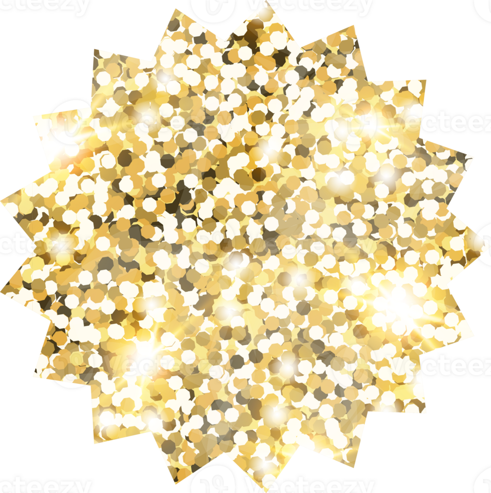 Star sparkle shiny gold glitter shape design element. Golden color dust texture form for holiday decoration, flyer, poster, greeting card, background, wallpaper. Shiny paint Birthday illustration. png