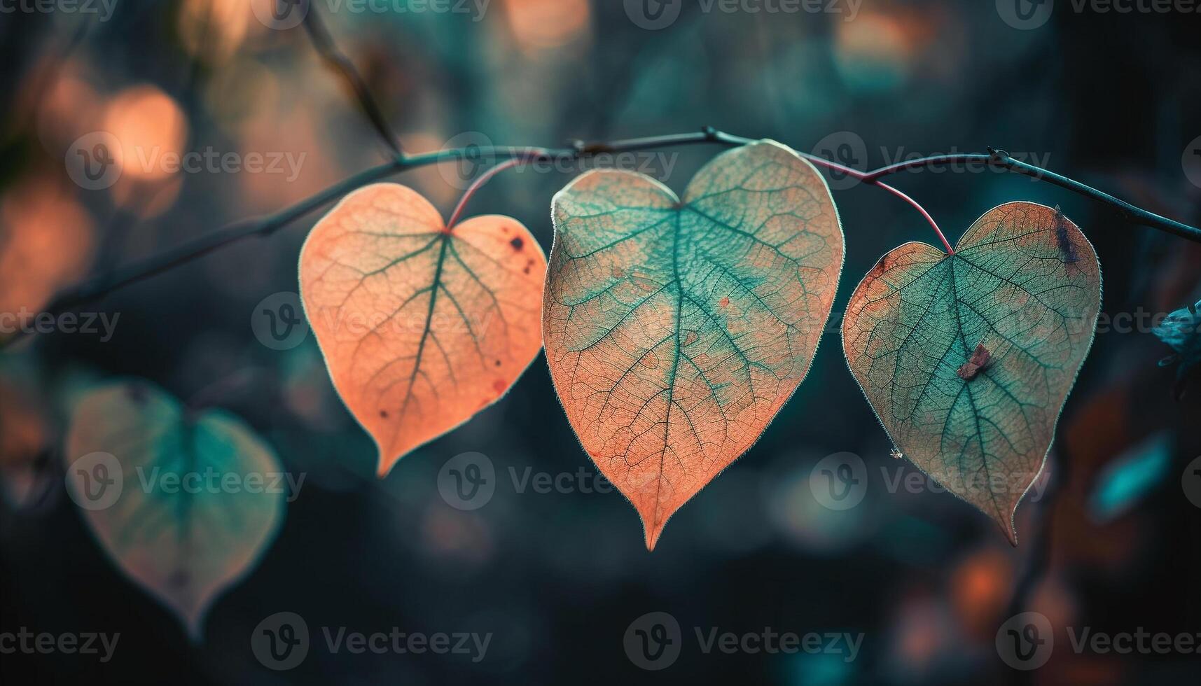 Vibrant autumn foliage on a defocused forest background in October generated by AI photo