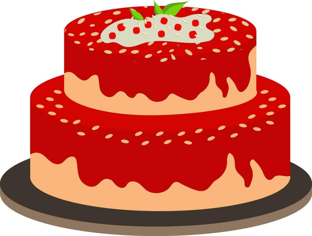 2 niveles delicioso pastel icono en naranja y rojo color. vector