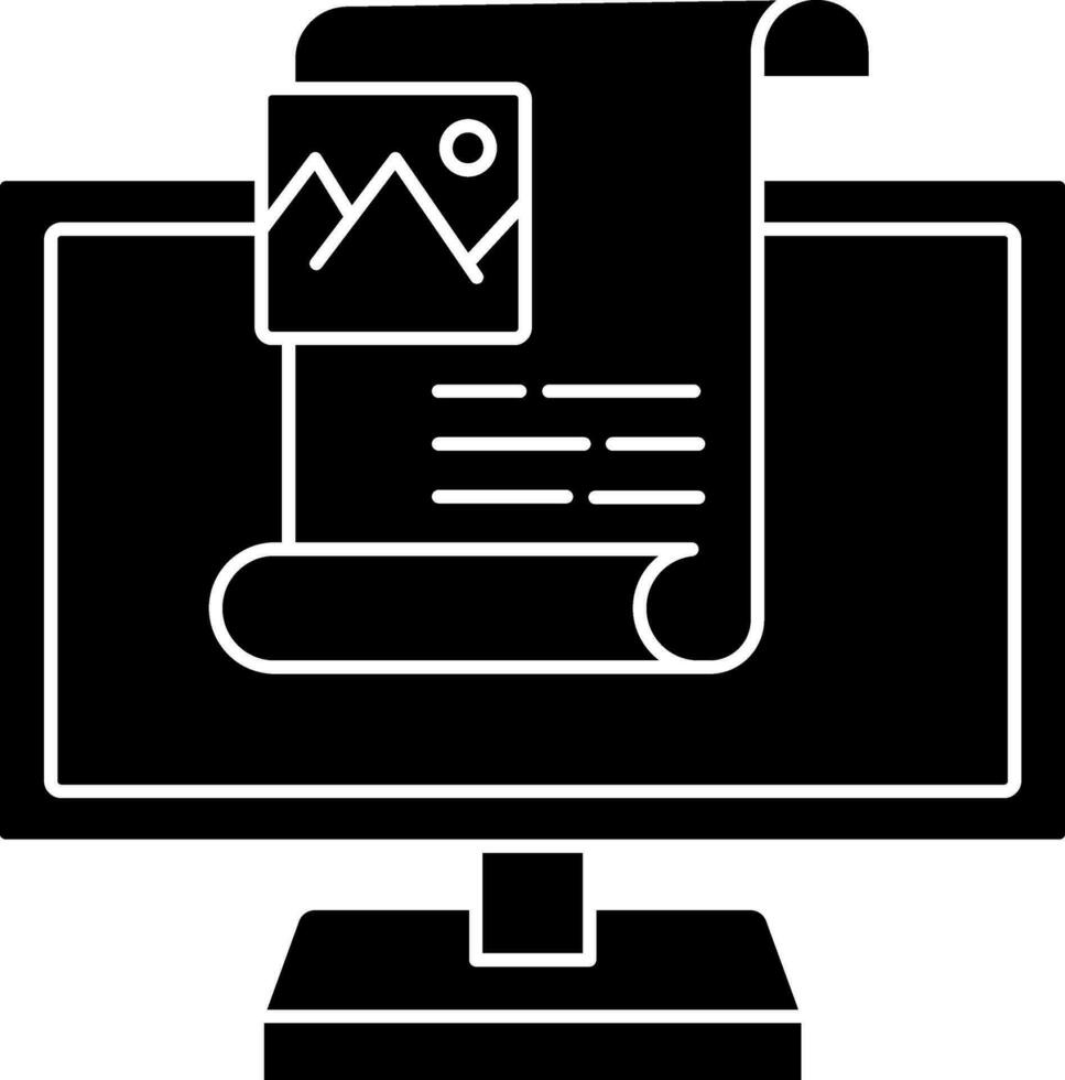 Black And White Web Gallery In Computer Screen Icon. vector