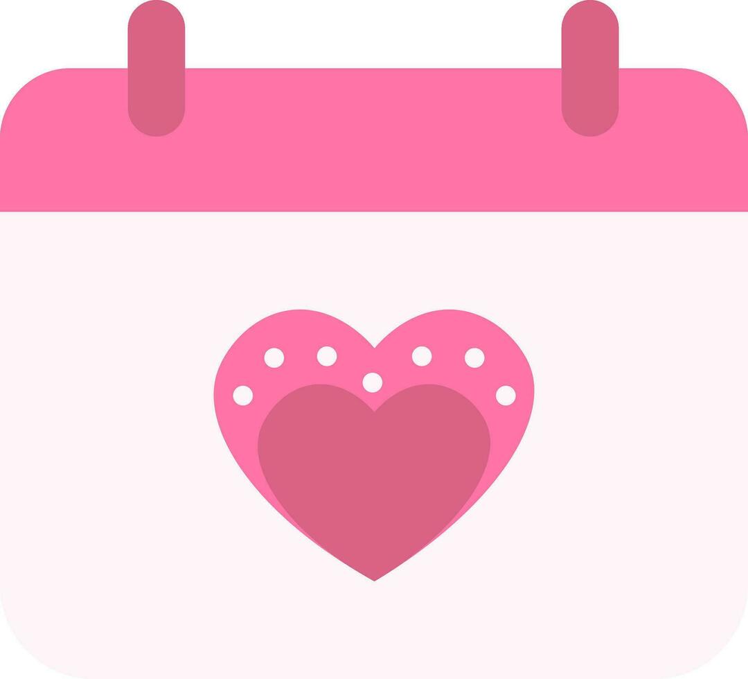 Heart Symbol On Calendar Icon In Pink Color. vector