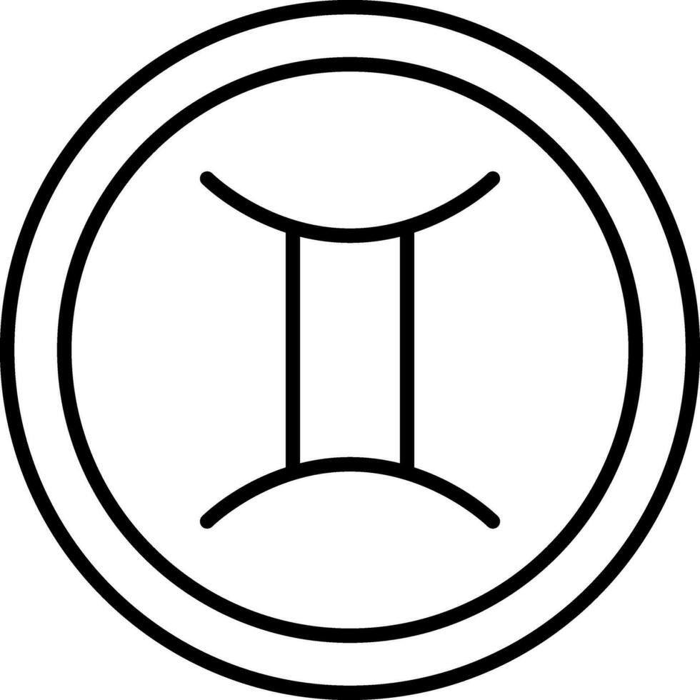 Linear Style Gemini Zodiac Symbol On Round Icon. vector