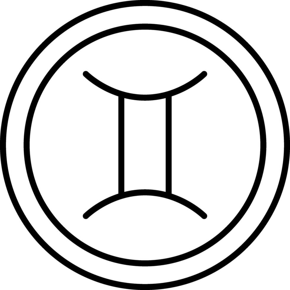 Linear Style Gemini Zodiac Symbol On Round Icon. vector