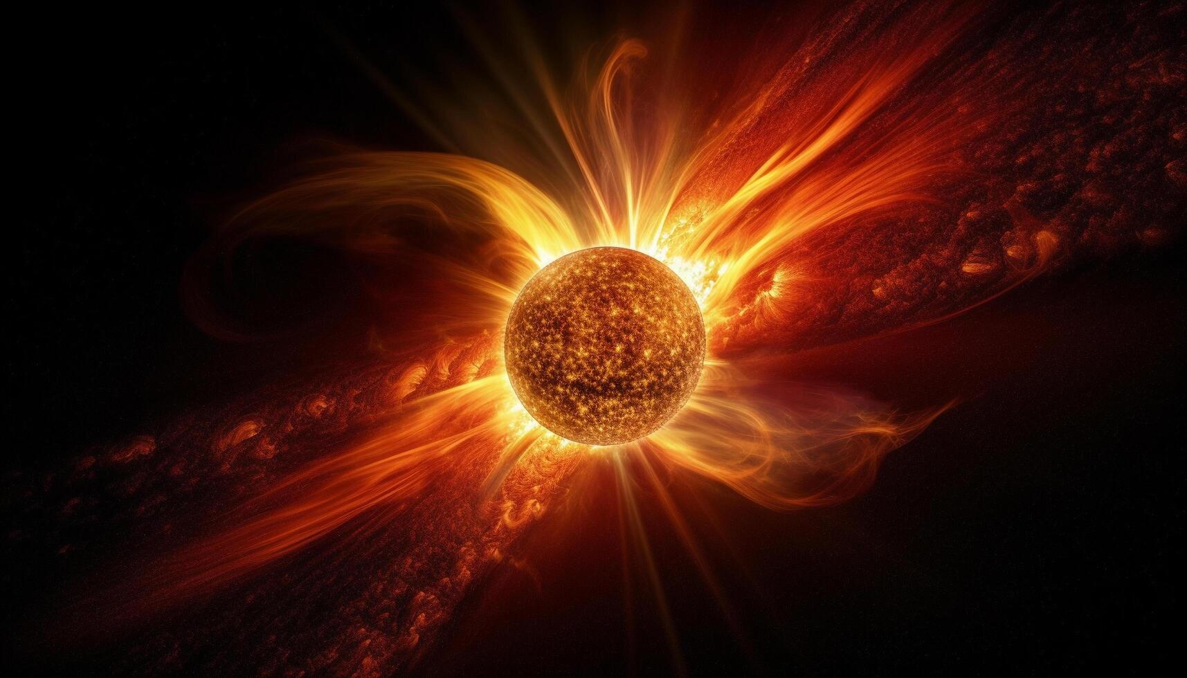 Exploding galaxy illuminates natural phenomenon in futuristic space illustration generated by AI photo