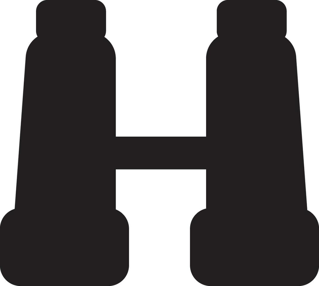 Black binoculars on white background. Glyph icon or symbol. vector