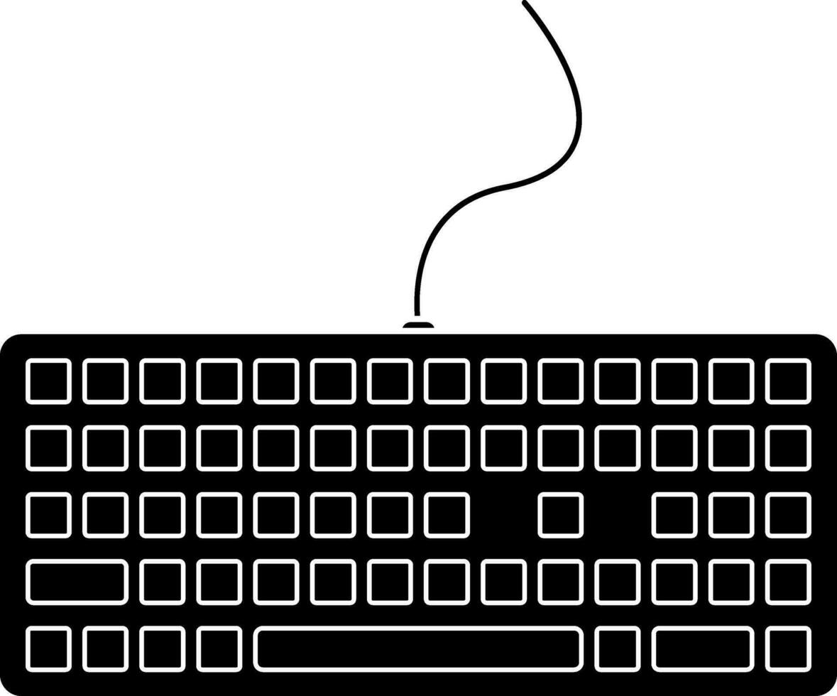 Keyboard illustration in black and white color. vector