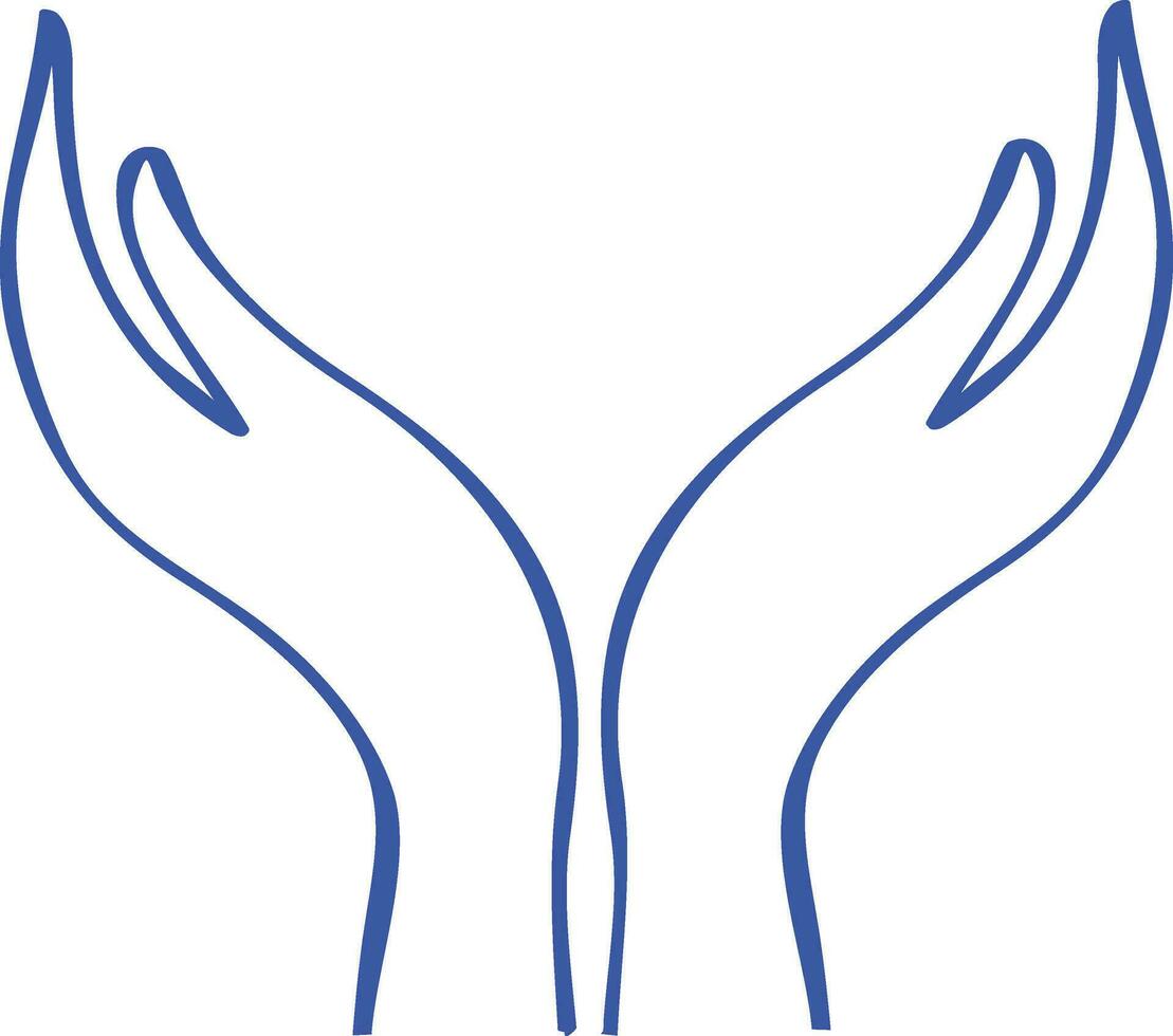 Two protecting hands in blue color. vector