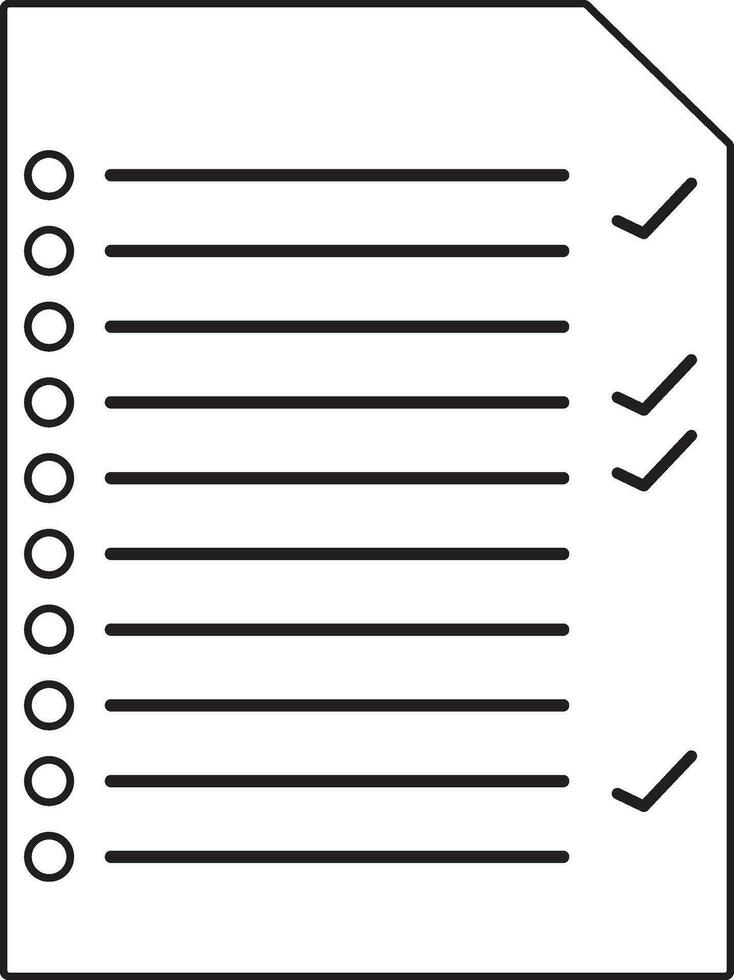 Illustration of blank checklist in black line art. vector